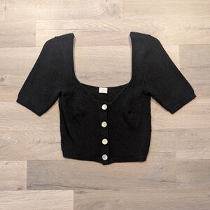 Wilfred Casanova Black Knit Crop Top with Buttons